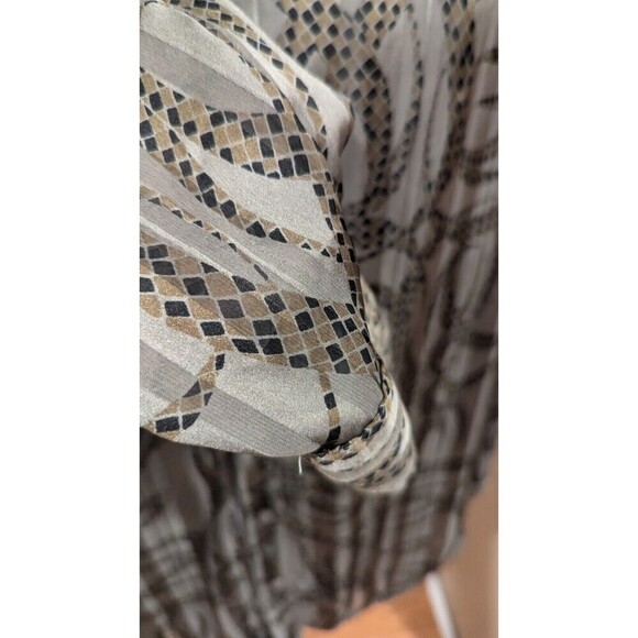 H&M x Richard Allen Olive Green Snake Print Semi-Sheer Long Sleeve Blouse SZ 10 - Picture 3 of 6